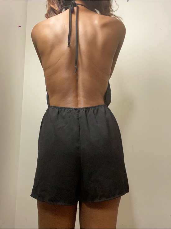 UK2LA Pants - Sexy Black Backless Halter Romper